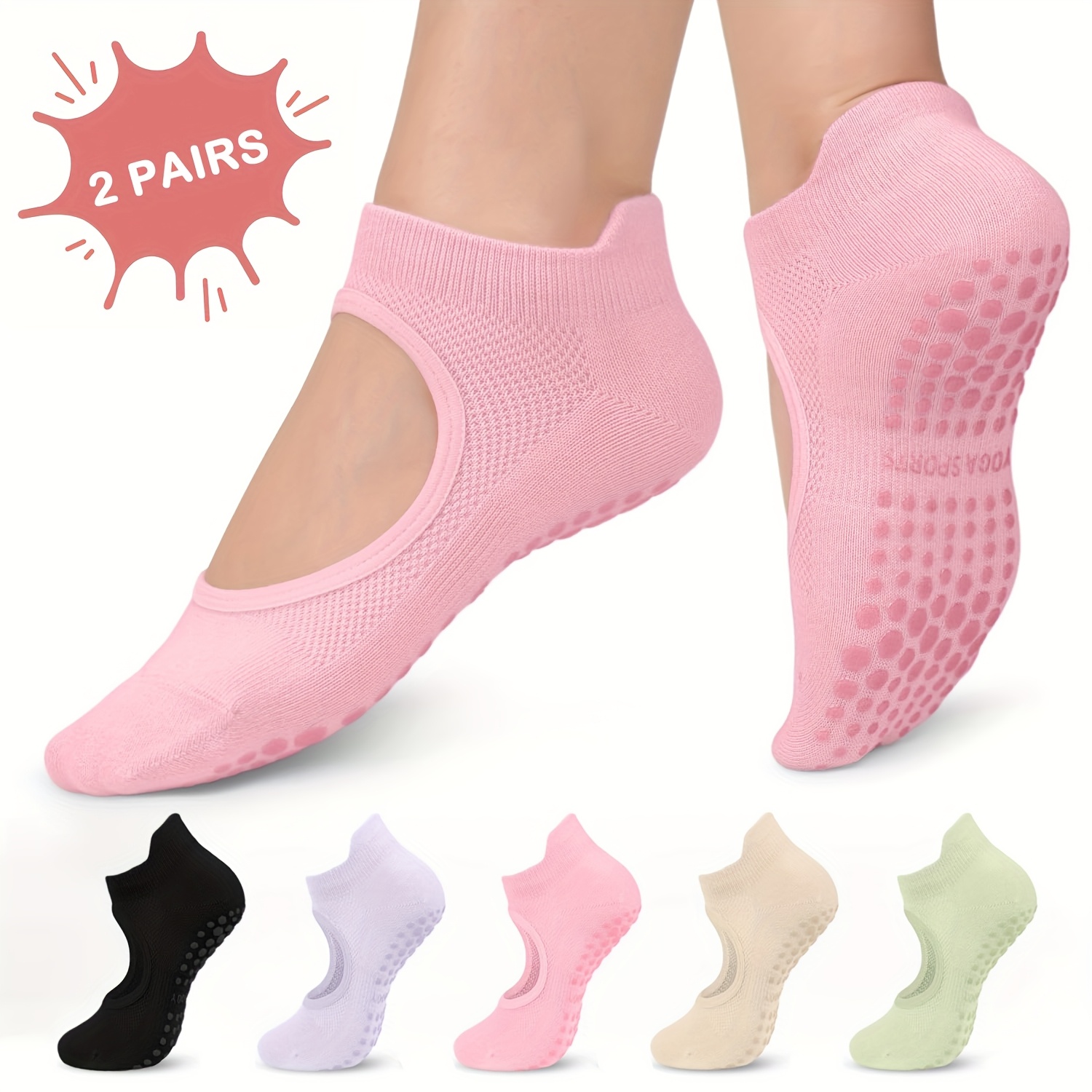 Pilates Yoga And Barre - 2 Pairs Non-Slip Pilates Socks for