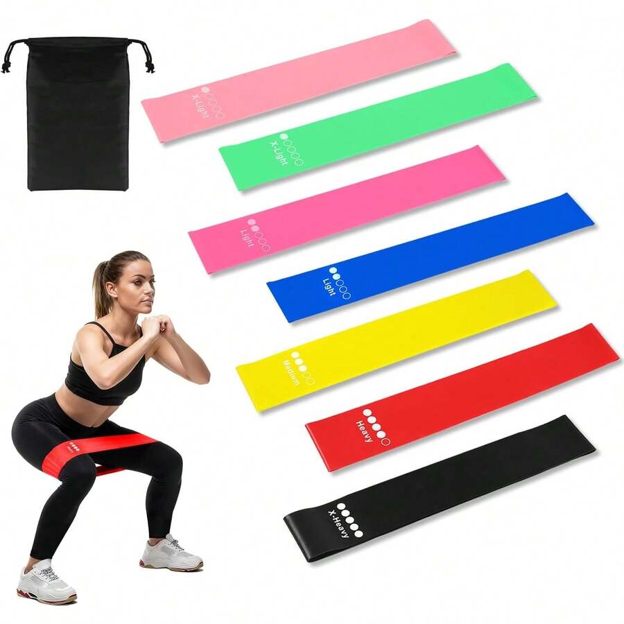 Pilates Yoga Difference - 7 Pack Elastic Resistance Bands Set,