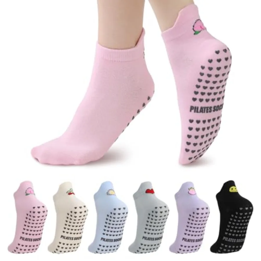 6 Pairs Pilates Socks with Gri - Pilates Yoga And Barre recensione e prezzo