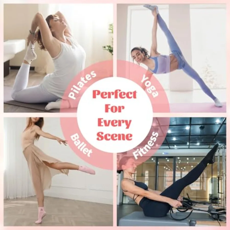 6 Pairs Pilates Socks with Gri - Pilates Yoga And Barre recensione e prezzo