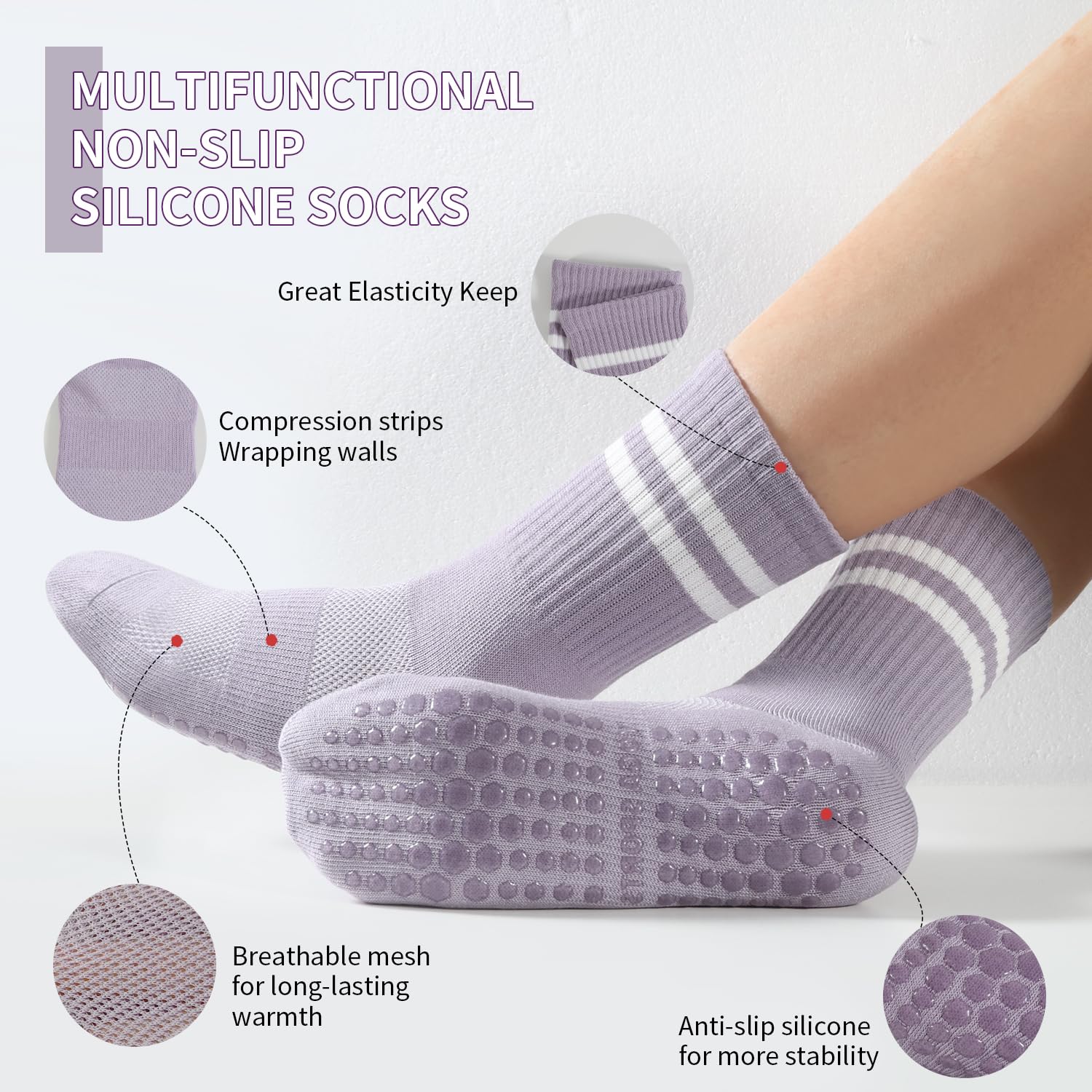 4 pairs BUDERMMY Pilates Socks - Pilates Yoga And Barre recensione e prezzo