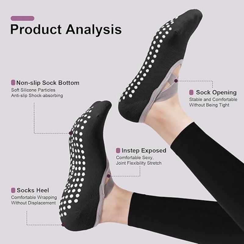 3 Pairs Mixed Color Yoga Socks - Pilates Yoga And Barre recensione e prezzo