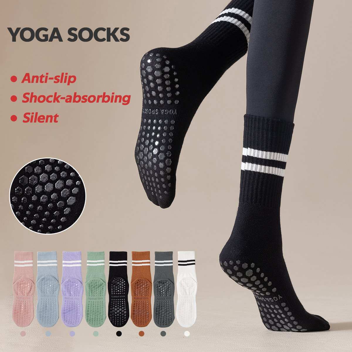 3 Pairs Long Yoga Socks with G - Pilates Yoga And Barre recensione e prezzo
